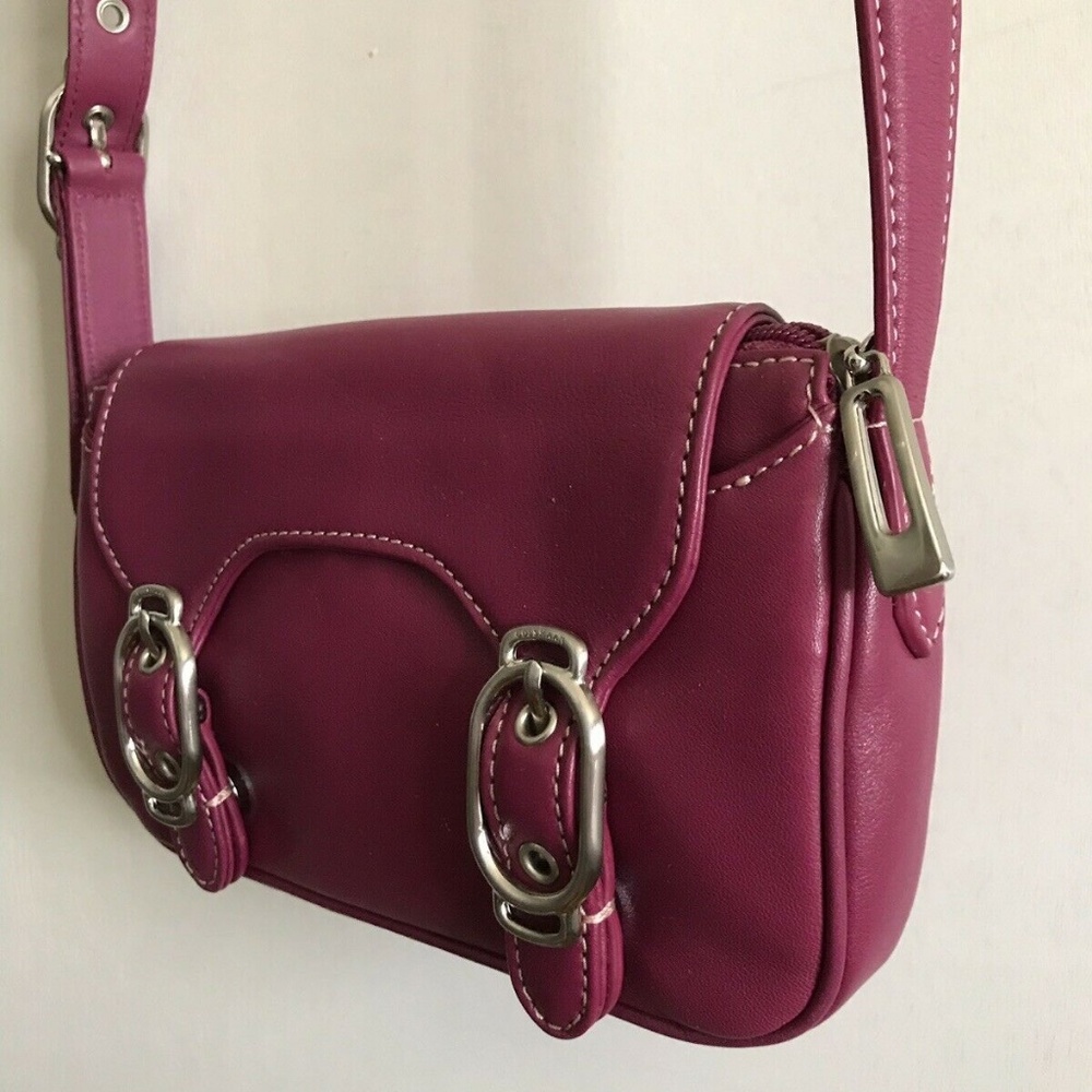 COLE HAAN Small Magenta Leather Crossbody Bag - Picture 7 of 8